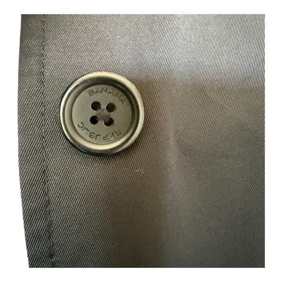 Banana Republic Timeless Black Button Front Lined Trench Coat Rain Jacket Large - Picture 6 of 11